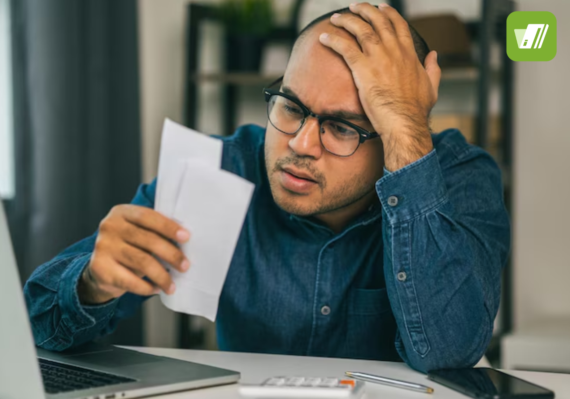 Persona pensando en sus finanzas